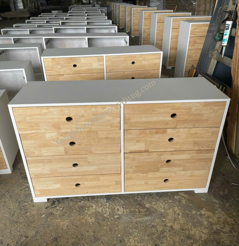 Gỗ ghép cao su làm tủ