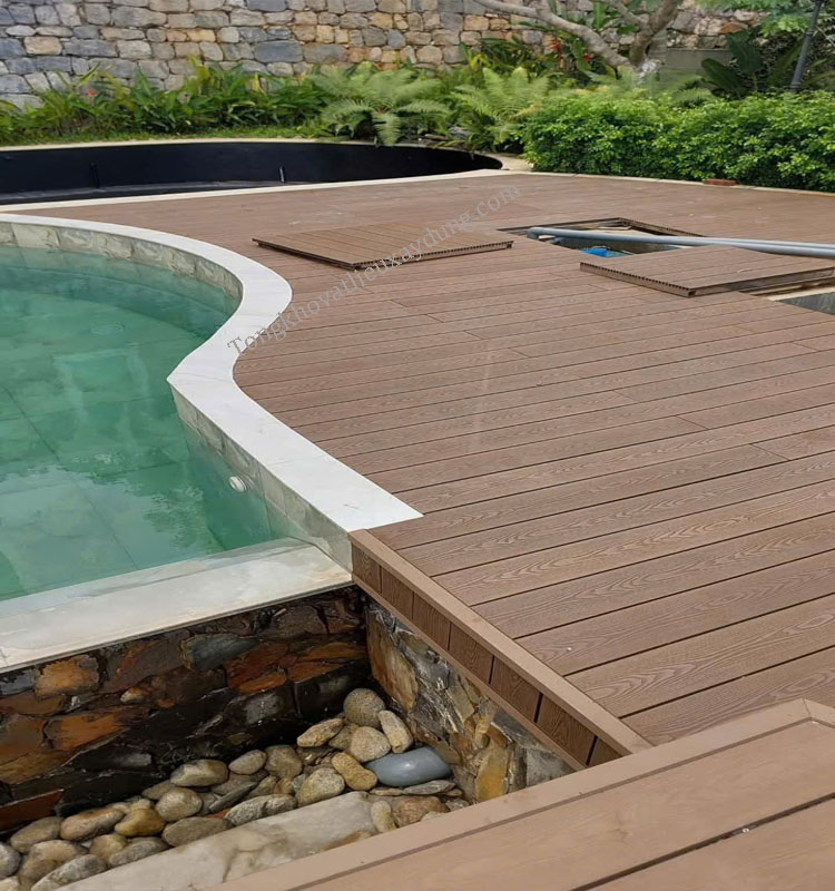 Sàn Nhựa Ngoài Trời Lổ Vuông 3d Màu Brown