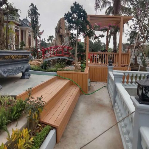 Sàn Nhựa Ngoài Trời Lổ Vuông 3d Màu Teak