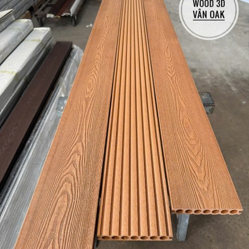 Sàn Nhựa Ngoài Trời Lổ Tròn 3d Màu Wood
