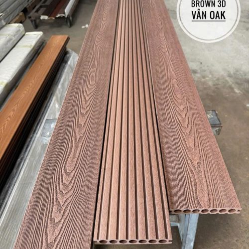 Sàn Nhựa Ngoài Trời Lổ Tròn 3d Màu Brown