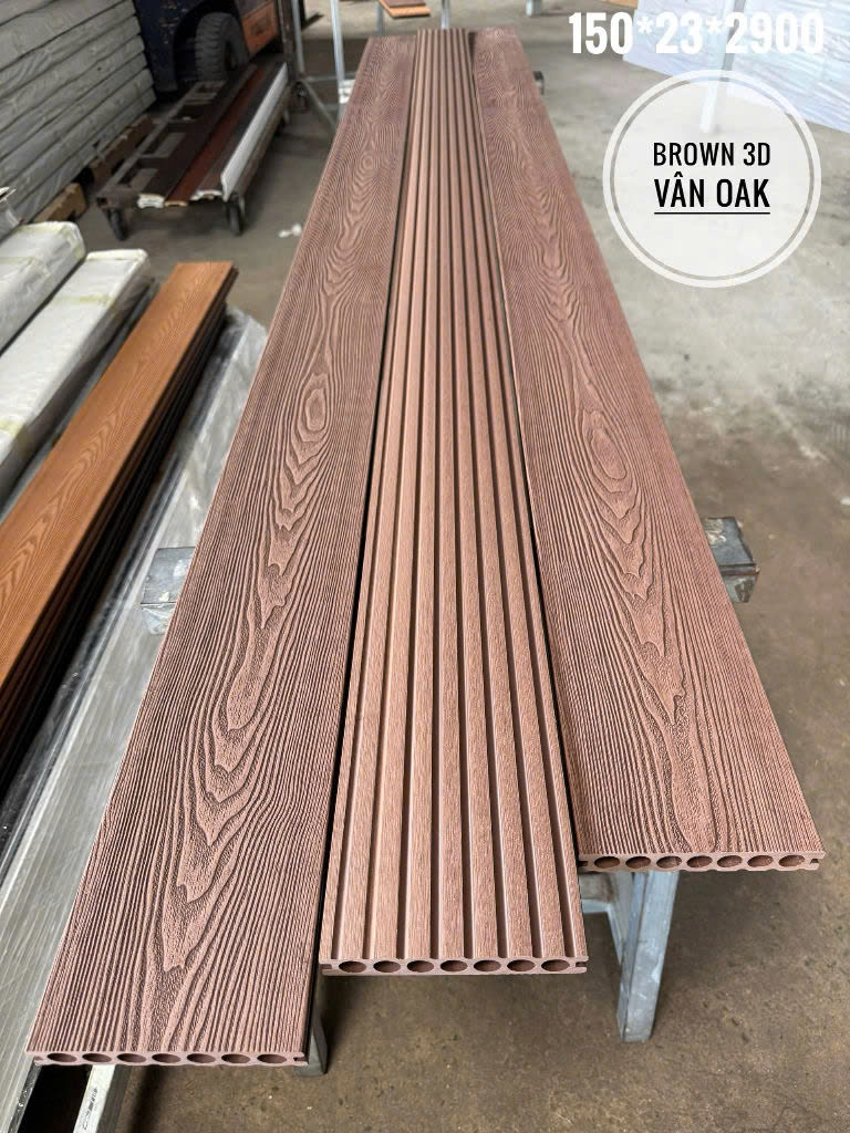 Sàn Nhựa Ngoài Trời Lổ Tròn 3d Màu Brown
